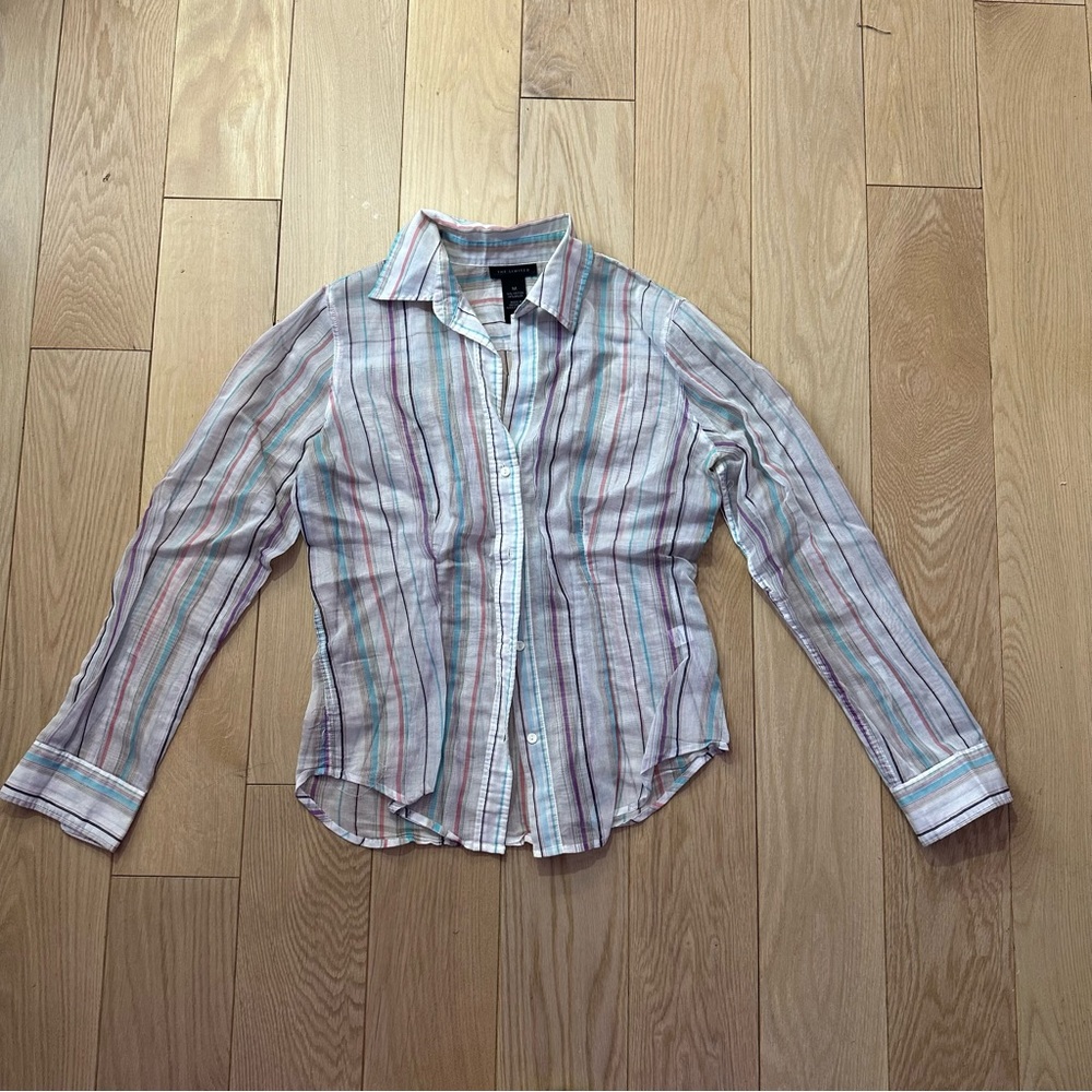 The Limited Striped Sheer White Button Down